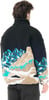 Schwarze Fleecejacke mit Berg- und Schneemuster.