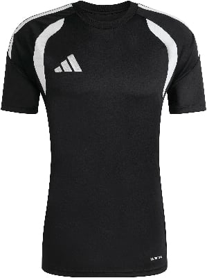 Schwarzes Adidas Herren T-Shirt mit weißen Streifen an den Schultern und Logo. Schwarzes Adidas Herren T-Shirt mit weißen Streifen an den Schultern und Logo.