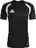 Schwarzes Adidas Herren T-Shirt mit weißen Streifen an den Schultern und Logo.