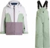 Kinder-Skijacke und Latzhose in Pastellfarben.
