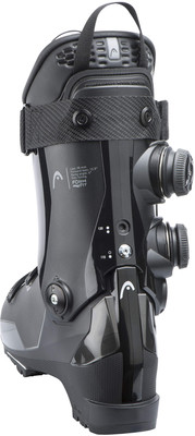 Schwarzer Head Skischuh mit verstellbaren Schnallen und Riemen. Schwarzer Head Skischuh mit verstellbaren Schnallen und Riemen.