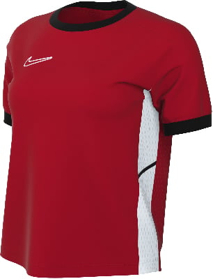 Rotes Nike T-Shirt mit weißem Logo und schwarzem Saum. Rotes Nike T-Shirt mit weißem Logo und schwarzem Saum.