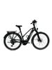 Schwarzes KTM E-Bike mit Gepäckträger und Schutzblechen vor weißem Hintergrund.