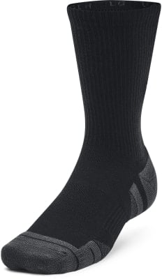 Schwarzer Sportsocken mit geripptem Bund und verstärkter Ferse.