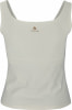 Beiges Damen-Tanktop mit ACTIVE REBEL-Logo auf der Brust.