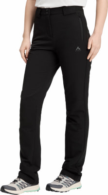 Schwarze Outdoorhose mit Markenlogo und Reißverschlusstaschen. Schwarze Outdoorhose mit Markenlogo und Reißverschlusstaschen.