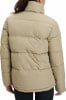 Damen-Steppjacke in Beige mit hohem Kragen.