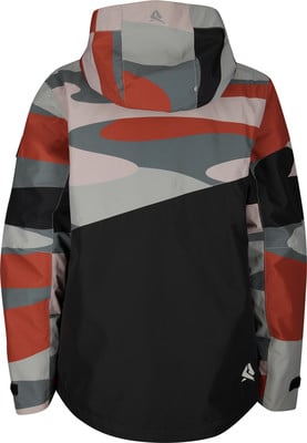 Rückseite einer Jacke mit Camouflage-Muster und schwarzem unteren Teil. Rückseite einer Jacke mit Camouflage-Muster und schwarzem unteren Teil.