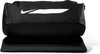 Schwarze Nike Sporttasche mit Logo und offenem Bodenfach.