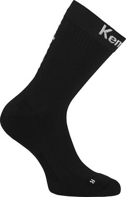 Schwarzer Sportsocken mit Kempa-Logo am oberen Rand.