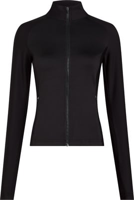 Černá dámská bunda na zip s dlouhým rukávem a stojáčkem. Černá dámská bunda na zip s dlouhým rukávem a stojáčkem.
