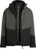 Eine zweifarbige Jacke in Schwarz und Grau mit gesteppter Einlage.