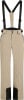 Beige Skihose mit schwarzen Hosenträgern und schwarzen Beinabschlüssen.