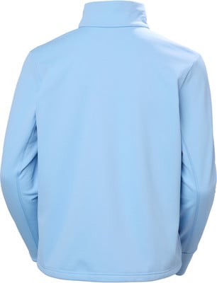 Rückansicht einer hellblauen Jacke mit langen Ärmeln und Stehkragen. Rückansicht einer hellblauen Jacke mit langen Ärmeln und Stehkragen.