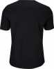 Schwarzes T-Shirt mit kurzen Ärmeln, von hinten gezeigt.
