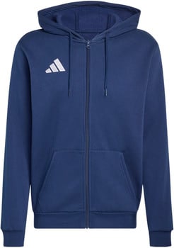 Blaue Adidas Herren-Kapuzenjacke mit durchgehendem Reißverschluss und Logo auf der Brust.