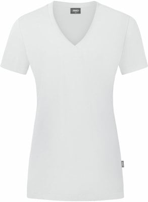Weißes V-Ausschnitt-T-Shirt mit kurzen Ärmeln und Markenlogo. Weißes V-Ausschnitt-T-Shirt mit kurzen Ärmeln und Markenlogo.
