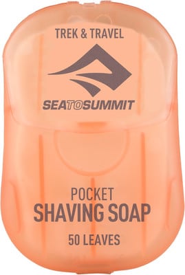 Orange Schachtel mit der Aufschrift Pocket Shaving Soap, 50 Blätter.