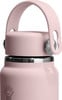 Eine rosa Flasche mit Griff und Hand-Logo.