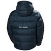 Helly Hansen sötétkék, kapucnis steppelt dzseki hátulnézete.