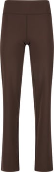 Braune Damen-Leggings mit hohem Bund und geradem Bein.