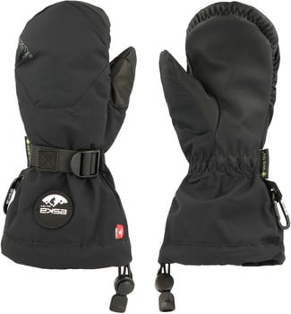 Schwarze Skifäustlinge mit Eska-Logo und Gore-Tex-Technologie.