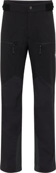 Schwarze Outdoorhose mit Reißverschlusstaschen und verstärkten Knien.