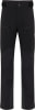 Schwarze Outdoorhose mit Reißverschlusstaschen und verstärkten Knien.