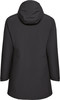 Schwarze Damenjacke mit Kapuze, gerader Schnitt, lange Ärmel.