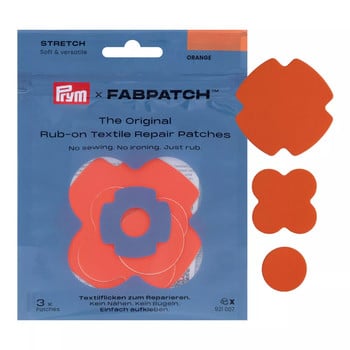 Orangene Prym Fabpatch Textilflicken für schnelle Reparaturen ohne Nähen.