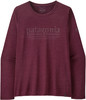 Dunkelrotes Langarmshirt von Patagonia mit Logoaufdruck.