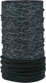Schwarzer Schlauchschal mit weißem geometrischem Muster und Fleece-Unterteil.