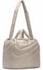 Beige gesteppte Nike-Tasche mit Logo und Kordelzug.