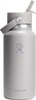 Graue Hydro Flask Flasche mit Strohhalm und Griff, mit Logo.