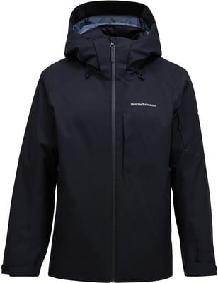 Dunkelblaue Herrenjacke mit Kapuze und Peak Performance Logo.