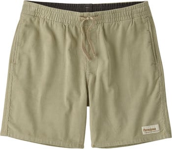 Beige Cordhose mit elastischem Bund und Kordelzug.