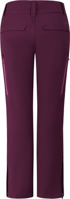 Dunkelviolette Damenhose mit Taschen und Reißverschlüssen an den Beinen. Dunkelviolette Damenhose mit Taschen und Reißverschlüssen an den Beinen.