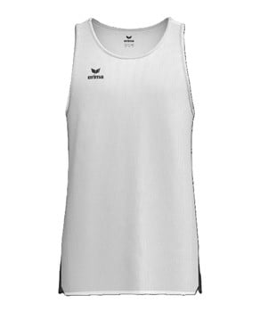 Weißes Tanktop mit schwarzem Erima-Logo auf der Brust.