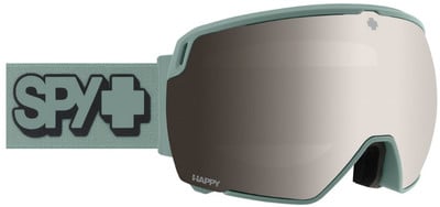 Grüne SPY+ Skibrille mit HAPPY-Logo auf verspiegeltem Glas.