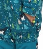 Kinder-Winterjacke mit Pinguin- und Baum-Motiv, mit Reißverschlusstasche.