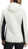 Rückansicht einer gesteppten Damenjacke in Creme mit schwarzen Einsätzen.