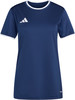 Dunkelblaues Adidas-Trikot mit weißem Logo und Besatz an Ärmeln und Kragen.