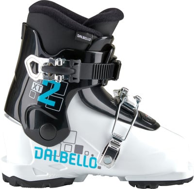 Dalbello XT 2 Skischuh in Weiß und Schwarz mit blauen Akzenten. Dalbello XT 2 Skischuh in Weiß und Schwarz mit blauen Akzenten.