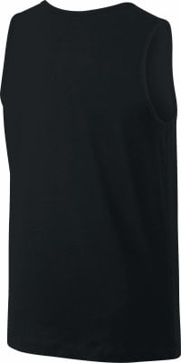 Schwarzes Tanktop von vorne mit Nahaufnahmen der Schultern. Schwarzes Tanktop von vorne mit Nahaufnahmen der Schultern.