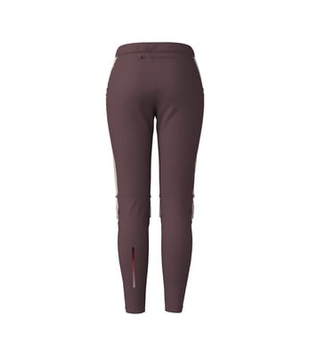 Dunkelrosa Damenhose mit beige Streifen an den Seiten. Dunkelrosa Damenhose mit beige Streifen an den Seiten.