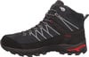 Bequeme dunkelgraue Wanderschuhe mit roten Details und CMP-Logo.