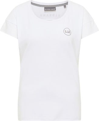 Weißes T-Shirt mit kurzen Ärmeln und Rundhalsausschnitt mit Logo.