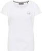 Weißes T-Shirt mit kurzen Ärmeln und Rundhalsausschnitt mit Logo.