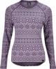 Damenpullover in Lila mit traditionellem norwegischem Muster und langen Ärmeln.