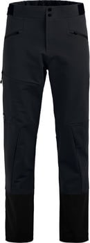 Schwarze Outdoorhose mit Reißverschlusstaschen und verstärkten Knien.